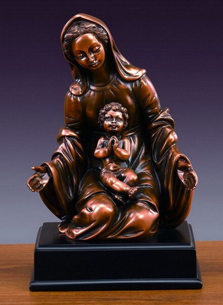 Mother Mary and Child Artwork Statue Religious Decorative Bronze